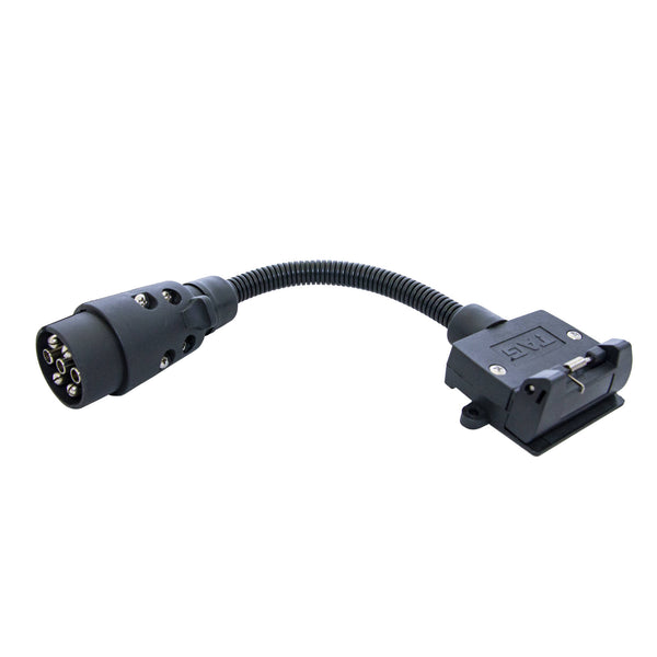 TAG Trailer Adaptor - 7 Pin Euro To 7 Pin Flat 300mm Long | Australian Tow Spares