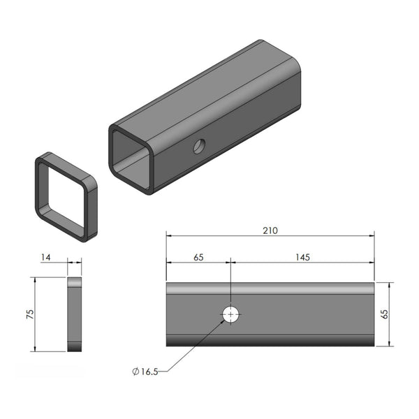 Class 4 Universal Weld In Towbar Hitch Box 50 x 50mm | Australian Tow Spares