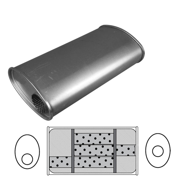 11" x 6" Oval, 20" Long, 2 1/4" Offset/Centre, Triflow (No Spigots) | Australian Tow Spares