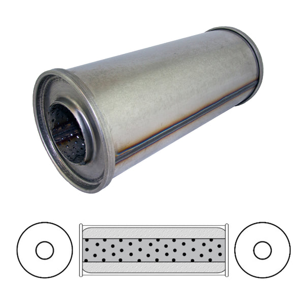 Redback Resonator 2.5" Inlet 5" Round, 12" Long Megaflow | Australian Tow Spares
