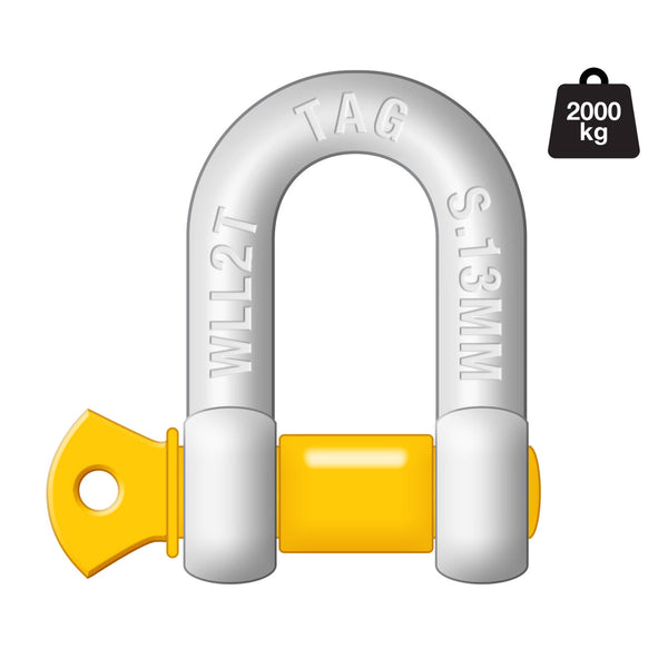 TAG D-Shackle - 13mm, 2000kg, Drop Forged Carbon Steel | Australian Tow Spares