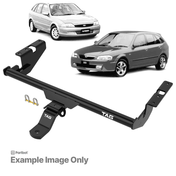 TAG Standard Duty Towbar and Universal Wiring Harness for Ford Laser (02/1999 - 2002), Mazda 323 Astina (09/1998 - 01/2001) | Australian Tow Spares