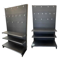 Heavy Duty Retail Display Rack (with Peg Board Gondola and Base Rack Shelving) - 1200W x 2100H x 450D