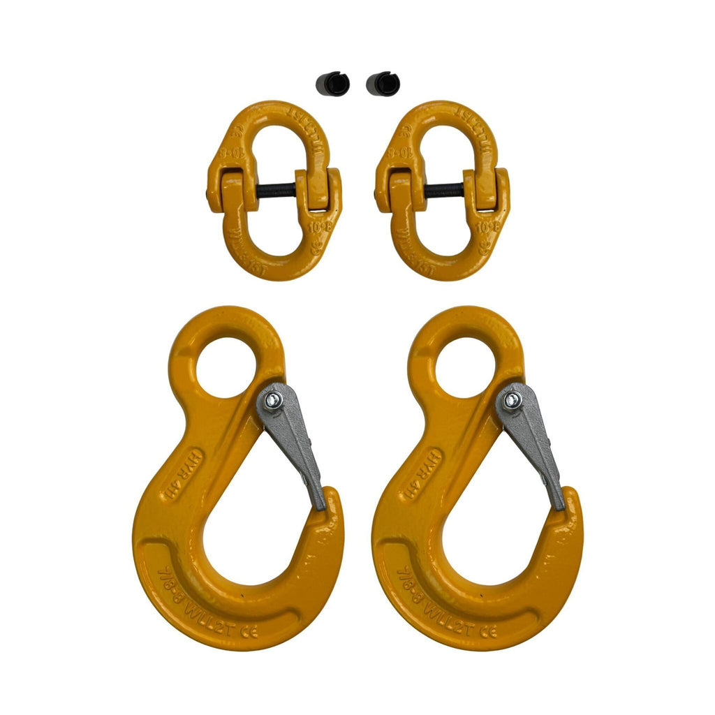 TAG 2T G80 Trailer Safety Chain Kit 8mm Eye Sling Hooks & Hammer Lock Connectors