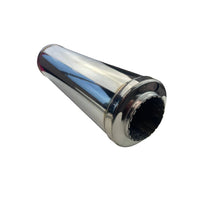 2.5" in 4" Round Tig Welded Chambered 304 Stainless Muffler - 14" Long, No Spigots