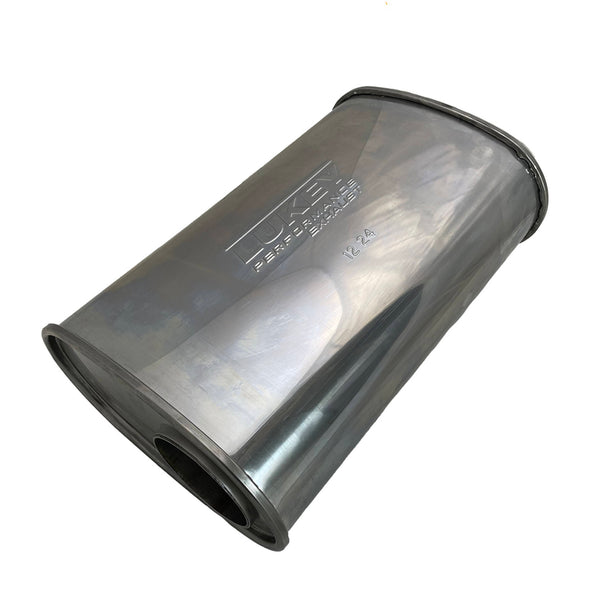 3" Inlet 9" x 5" 14" Long O/C Lukey Muffler Straight Piped 430 Stainless Steel | Australian Tow Spares